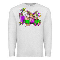 Oatmeal Heather Mardi Gras coffee cups Premium Sweatshirt - HowdyJamesFarm