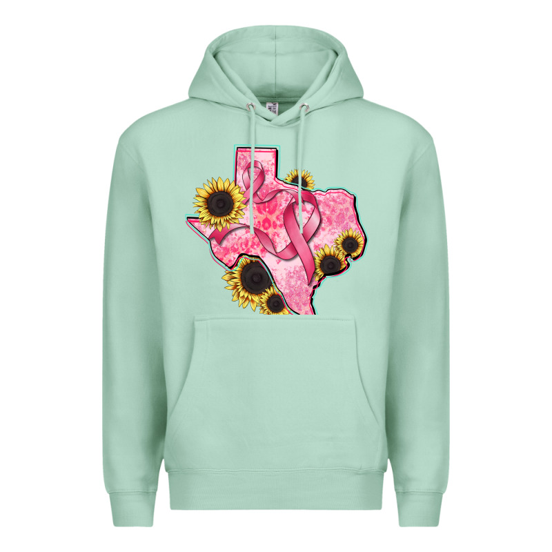 Texas Map Breast Cancer Premium Hoodie by CowGirlArtShop | Teevron