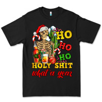 Black Christmas ho ho ho holy shit what a year skeleton Premium Tee - AdoDesignShop