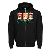 Black Candles with Fall Getting Lit Zipper Hoodie - texasbilliewilder