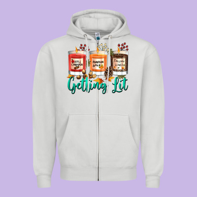 Candles With Fall Getting Lit Zipper Hoodie Designed By Texasbilliewilder