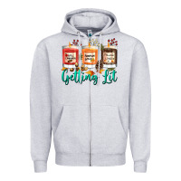 Heather Grey Candles with Fall Getting Lit Zipper Hoodie - texasbilliewilder