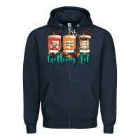 Navy Candles with Fall Getting Lit Zipper Hoodie - texasbilliewilder