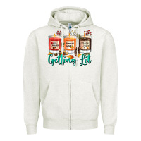 Oatmeal Heather Candles with Fall Getting Lit Zipper Hoodie - texasbilliewilder