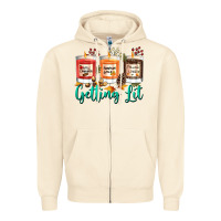 Sandshell Candles with Fall Getting Lit Zipper Hoodie - texasbilliewilder