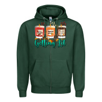 Sports Green Candles with Fall Getting Lit Zipper Hoodie - texasbilliewilder