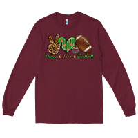Burgundy peace love football Long Sleeve Tee - BundleAndBundleShop