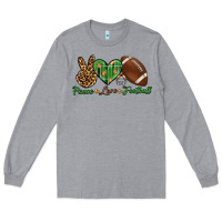 Heather Grey peace love football Long Sleeve Tee - BundleAndBundleShop