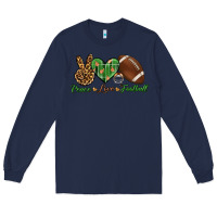 Navy peace love football Long Sleeve Tee - BundleAndBundleShop
