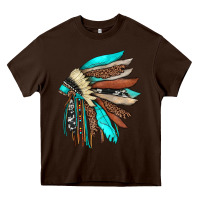 Chocolate Brown indian headdress Heavy Core Tee - JahusDesignShop