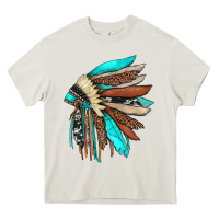 Cream indian headdress Heavy Core Tee - JahusDesignShop