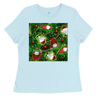 Baby Blue christmas gnomes seamless pattern Ladies Tee - BundleAndBundleShop