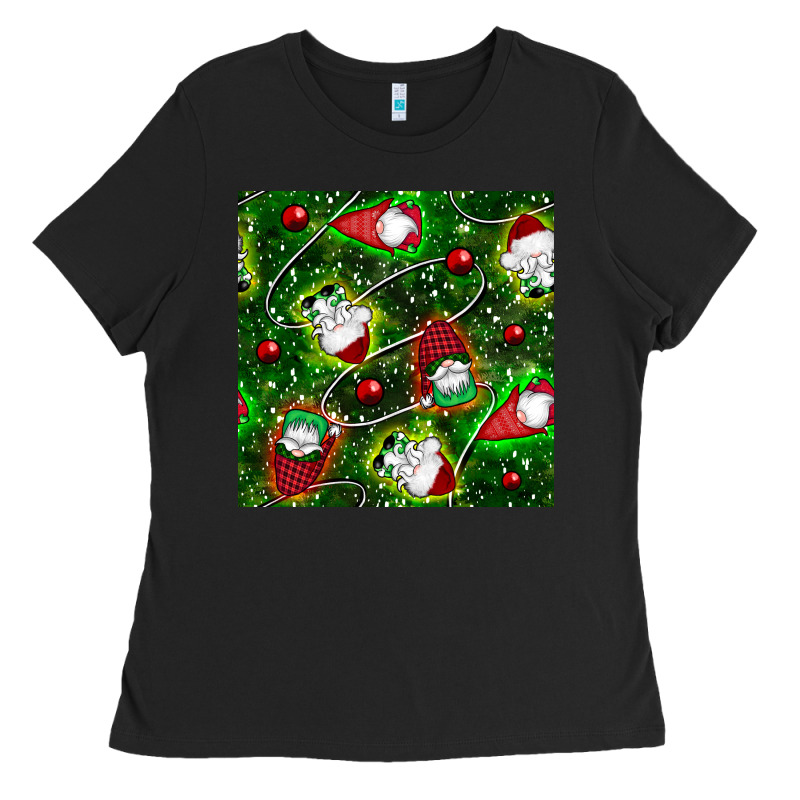 Christmas Gnomes Seamless Pattern Ladies Tee by BundleAndBundleShop | Teevron