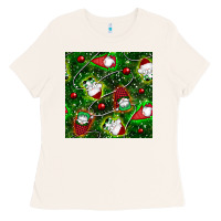 Bone christmas gnomes seamless pattern Ladies Tee - BundleAndBundleShop