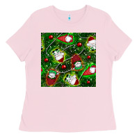 Bubblegum Pink christmas gnomes seamless pattern Ladies Tee - BundleAndBundleShop