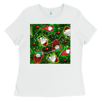 White christmas gnomes seamless pattern Ladies Tee - BundleAndBundleShop