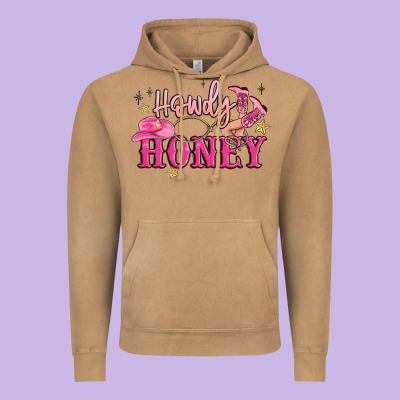 Howdy Honey Vintage Hoodie Designed By Maliassmallbusiness