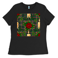 Black christmas candle and ornaments seamless pattern Ladies Tee - BundleAndBundleShop