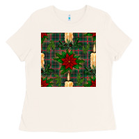 Bone christmas candle and ornaments seamless pattern Ladies Tee - BundleAndBundleShop