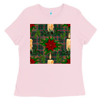 Bubblegum Pink christmas candle and ornaments seamless pattern Ladies Tee - BundleAndBundleShop