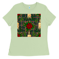 Matcha christmas candle and ornaments seamless pattern Ladies Tee - BundleAndBundleShop