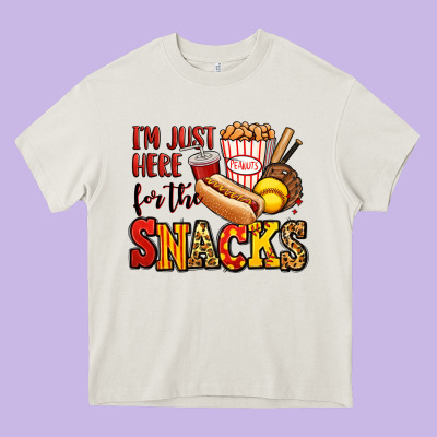 I'm Just Here For The Snacks Softball Heavy Core Tee Designed By Jasminsmagicworld