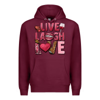 Burgundy Live laugh love Valentine's Day Premium Hoodie - HowdyJamesFarm