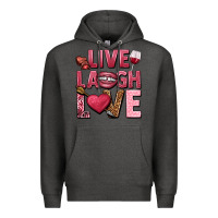 Charcoal Heather Live laugh love Valentine's Day Premium Hoodie - HowdyJamesFarm