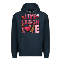 Navy Live laugh love Valentine's Day Premium Hoodie - HowdyJamesFarm