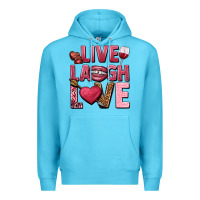 Ocean Blue Live laugh love Valentine's Day Premium Hoodie - HowdyJamesFarm