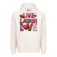 Pale Pink Live laugh love Valentine's Day Premium Hoodie - HowdyJamesFarm
