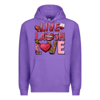 Purple Live laugh love Valentine's Day Premium Hoodie - HowdyJamesFarm
