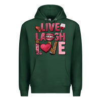 Sports Green Live laugh love Valentine's Day Premium Hoodie - HowdyJamesFarm