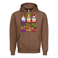 Chestnut Happy Hallothanksmas wine glasses and gnomes Zipper Hoodie - texasbilliewilder