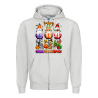 Dove Grey Happy Hallothanksmas wine glasses and gnomes Zipper Hoodie - texasbilliewilder