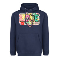 Navy love nursing leopard background Heavyweight Hoodie - CowGirlArtShop