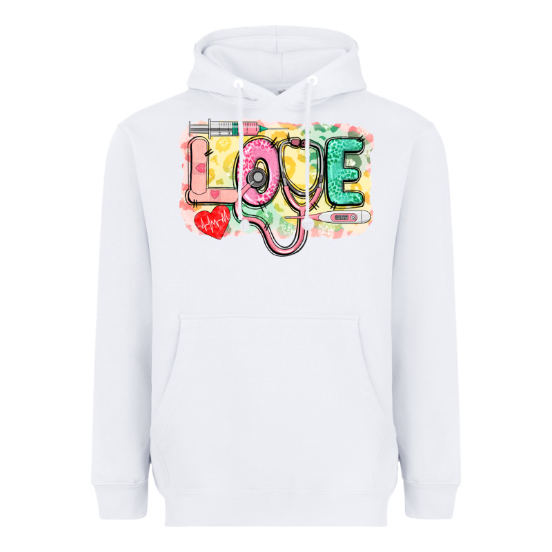 Love Nursing Leopard Background Heavyweight Hoodie by CowGirlArtShop | Teevron