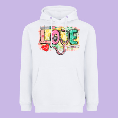 Love Nursing Leopard Background Heavyweight Hoodie Designed By Cowgirlartshop
