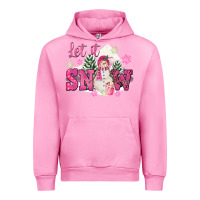 Fuchsia Pink Let It Snow Pink Christmas Urban Hoodie - FaDigitalArtStudio