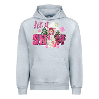 Heather Grey Let It Snow Pink Christmas Urban Hoodie - FaDigitalArtStudio