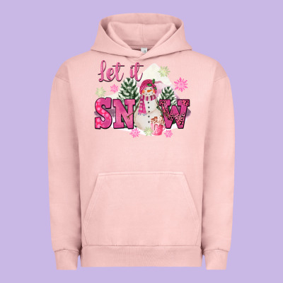 Let It Snow Pink Christmas Urban Hoodie Designed By Fadigitalartstudio