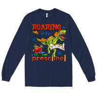 Navy roaring into preschool Long Sleeve Tee - BundleAndBundleShop