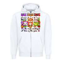 White hallothanksmas its the most wonderful time of the Zipper Hoodie - texasbilliewilder