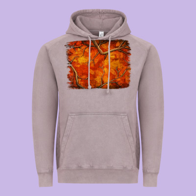 Orange Hunter Camouflage Pattern Brushstroke Vintage Hoodie Designed By Jasminsmagicworld