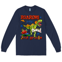 Navy roaring into 2nd grade Long Sleeve Tee - BundleAndBundleShop