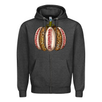 Charcoal Heather Baseball Pumpkin Zipper Hoodie - texasbilliewilder