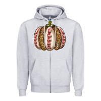 Heather Grey Baseball Pumpkin Zipper Hoodie - texasbilliewilder