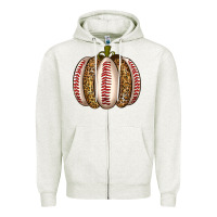 Oatmeal Heather Baseball Pumpkin Zipper Hoodie - texasbilliewilder