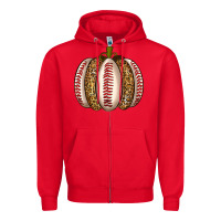 Red Baseball Pumpkin Zipper Hoodie - texasbilliewilder