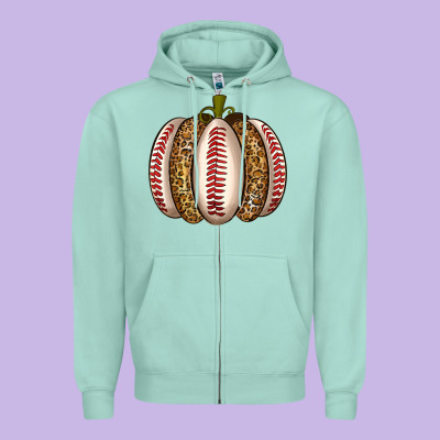 Baseball Pumpkin Zipper Hoodie Designed By Texasbilliewilder